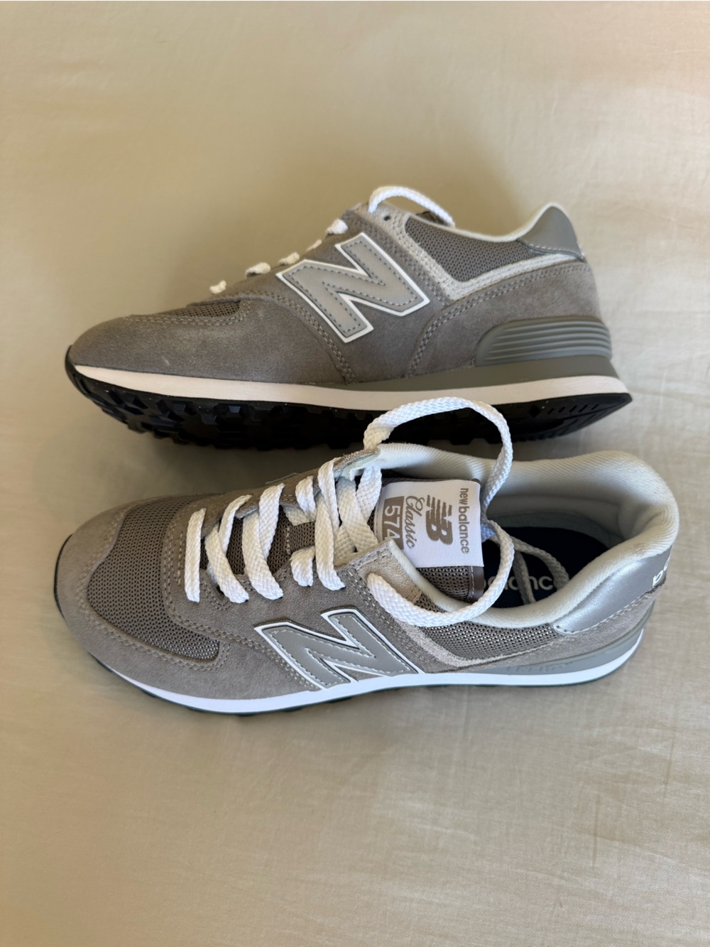 New Balance 574 Classic Gray Suede & Mesh Athletic Sneakers